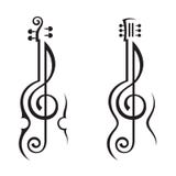 Violin, guitar and treble clef