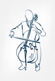Violoncellmannen skissar linjen vektordesignöversikt vektor illustrationer Violoncellmannen skissar linjen vektordesignöversikt vektor illustrationer