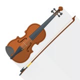 Violín plano del violín del vector del estilo del color stock de ilustración Violín plano del violín del vector del estilo del color stock de ilustración