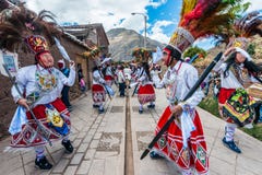 Virgen del Carmen parade de Peruviaanse Andes Pisac per Virgen del Carmen parade de Peruviaanse Andes Pisac per