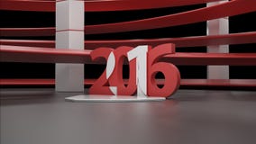 Virtual show room with 2016 new year simbol,isolated on black. 3d virtual studio RAW render stock illustration Virtual show room with 2016 new year simbol,isolated on black. 3d virtual studio RAW render stock illustration