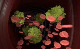 Virus in 3d illustratie van de bloedstroom stock afbeeldingen Virus in 3d illustratie van de bloedstroom stock afbeeldingen