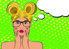 Visage blond étonné de femme d'art de bruit illustration stock Visage blond étonné de femme d'art de bruit illustration stock