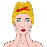 Visage de femelle d'art de bruit de wow Jeune femme étonnée sexy avec le MOIS ouvert illustration de vecteur Visage de femelle d'art de bruit de wow Jeune femme étonnée sexy avec le MOIS ouvert illustration de vecteur