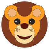 Visage de petit animal de lion dans le style plat de bande dessinée illustration de vecteur Visage de petit animal de lion dans le style plat de bande dessinée illustration de vecteur