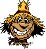 Visage heureux d'épouvantail avec le chapeau de paille illustration de vecteur Visage heureux d'épouvantail avec le chapeau de paille illustration de vecteur