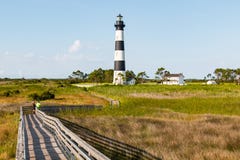 Visitors Walk on Wooden Ramp at Bodie Island Lighthouse royalty free stock photography Visitors Walk on Wooden Ramp at Bodie Island Lighthouse royalty free stock photography