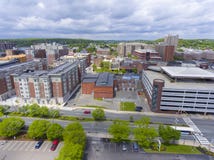Vista aerea della città di Malden, Massachusetts, U.S.A. fotografia stock Vista aerea della città di Malden, Massachusetts, U.S.A. fotografia stock