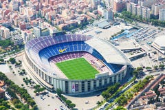 Vista aerea dello stadio di Camp Nou Barcellona immagini stock libere da diritti Vista aerea dello stadio di Camp Nou Barcellona immagini stock libere da diritti