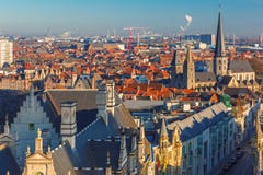 Vista aérea de Gante del campanario, Bélgica imagenes de archivo Vista aérea de Gante del campanario, Bélgica imagenes de archivo
