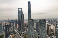 Vista aérea del paisaje urbano de Shangai fotografía de archivo Vista aérea del paisaje urbano de Shangai fotografía de archivo