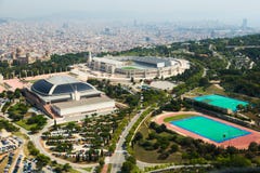 Vista del área de Olimpic de Montjuic Barcelona Fotografía de archivo Vista del área de Olimpic de Montjuic Barcelona Fotografía de archivo