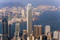 Vista della città di Hong Kong dal picco di Victoria immagini stock Vista della città di Hong Kong dal picco di Victoria immagini stock
