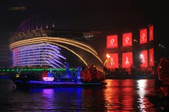Vista di notte del fiume delle Perle nel cantone Cina di Canton fotografie stock libere da diritti Vista di notte del fiume delle Perle nel cantone Cina di Canton fotografie stock libere da diritti