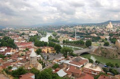 Vista panorâmico de Tbilisi imagens de stock Vista panorâmico de Tbilisi imagens de stock