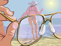 Vista tramite gli occhiali da sole rosa royalty illustrazione gratis Vista tramite gli occhiali da sole rosa royalty illustrazione gratis