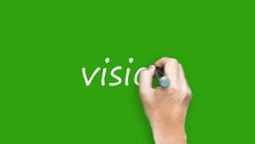 Visão - escrita com o marcador na tela verde Visão - escrita com o marcador na tela verde