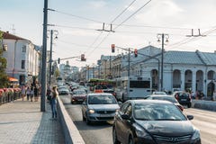 Vladimir, Russia - circa August 2018 : City traffic cars on street in downtown of Vladimir, Russia in summer Stock Image Vladimir, Russia - circa August 2018 : City traffic cars on street in downtown of Vladimir, Russia in summer Stock Image
