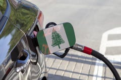 Vlag van het eiland van Norfolk op de de vullerklep van de auto` s brandstof royalty-vrije stock fotografie Vlag van het eiland van Norfolk op de de vullerklep van de auto` s brandstof royalty-vrije stock fotografie