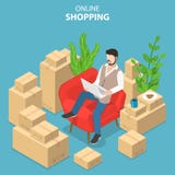 Vlak isometrisch vectorconcept het gemakkelijke winkelen, e-commerce, online opslag royalty-vrije illustratie Vlak isometrisch vectorconcept het gemakkelijke winkelen, e-commerce, online opslag royalty-vrije illustratie