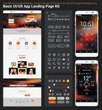Vlak ontwerp ontvankelijk pixel perfecte UI mobiel app en websitemalplaatje stock illustratie Vlak ontwerp ontvankelijk pixel perfecte UI mobiel app en websitemalplaatje stock illustratie