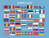 Vlakke vectorinzameling van de vlagreeks van Europa Stock Foto's Vlakke vectorinzameling van de vlagreeks van Europa Stock Foto's