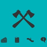 Vlakte van het houthakkers de assen gekruiste pictogram stock illustratie Vlakte van het houthakkers de assen gekruiste pictogram stock illustratie
