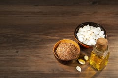 Vlas en pompoenzaden stock afbeelding Vlas en pompoenzaden stock afbeelding