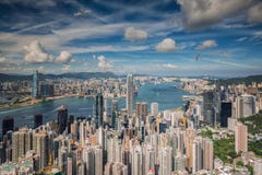 Vliegtuig over Hongkong stock fotografie Vliegtuig over Hongkong stock fotografie