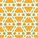 Vlinders en Bloemen Bloemen Volks Vectorpatroon stock illustratie Vlinders en Bloemen Bloemen Volks Vectorpatroon stock illustratie