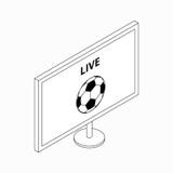 Voetbalwedstrijd op TV-pictogram, isometrische 3d stijl vector illustratie Voetbalwedstrijd op TV-pictogram, isometrische 3d stijl vector illustratie