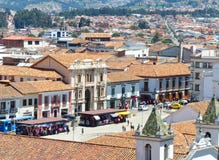 Vogelperspektive San Francisco Plaza, Cuenca, Ecuador stockfoto Vogelperspektive San Francisco Plaza, Cuenca, Ecuador stockfoto