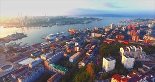 Vogelperspektive schöner Egersheld-Halbinsel morgens Vladivostok, Russland Vogelperspektive schöner Egersheld-Halbinsel morgens Vladivostok, Russland