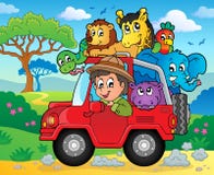 Voiture avec le thème 3 de voyageur illustration libre de droits Voiture avec le thème 3 de voyageur illustration libre de droits