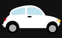 Voiture à deux portes de petite rétro de hippie antiquité grise blanche de vintage, berline avec hayon arrière sur un fond noir illustration stock Voiture à deux portes de petite rétro de hippie antiquité grise blanche de vintage, berline avec hayon arrière sur un fond noir illustration stock