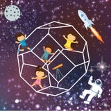 Vol de ciel de fusée d'astrounout de galaxie de l'espace d'imagination d'enfants le beau se tient le premier rôle Image libre de droits Vol de ciel de fusée d'astrounout de galaxie de l'espace d'imagination d'enfants le beau se tient le premier rôle Image libre de droits