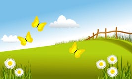 Vol de papillons srping illustration stock Vol de papillons srping illustration stock