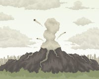 Volcano mountain air pollution. vector illustration Volcano mountain air pollution. vector illustration
