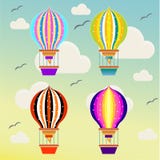 Volo di Baloons nel cielo illustrazione di stock Volo di Baloons nel cielo illustrazione di stock