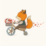 Volpe sveglia su una bicicletta illustrazione vettoriale Volpe sveglia su una bicicletta illustrazione vettoriale