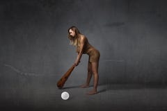 Voorhistorisch eerste golfspelerconcept stock afbeeldingen Voorhistorisch eerste golfspelerconcept stock afbeeldingen