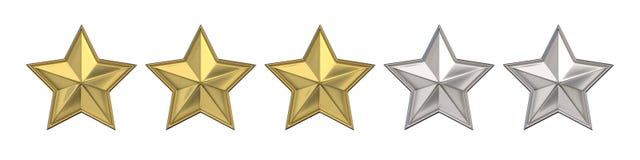 Voting Concept. Rating Three Golden Stars. 3D Render Stock Illustration - Illustration of choice, comparison: 60908963
