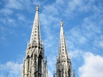 Votive Church spires in Vienna royalty free stock photo Votive Church spires in Vienna royalty free stock photo