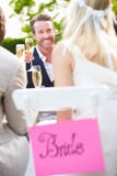 Vrienden die Champagne Toast At Wedding voorstellen stock afbeelding Vrienden die Champagne Toast At Wedding voorstellen stock afbeelding