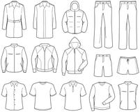 Vrijetijdskleding en de sportkleding van Menâs de royalty-vrije illustratie Vrijetijdskleding en de sportkleding van Menâs de royalty-vrije illustratie