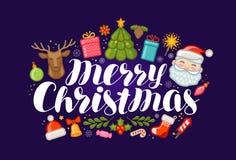 Vrolijke Kerstmis, banner of groetkaart Kerstmis, vakantieconcept Vector illustratie royalty-vrije illustratie Vrolijke Kerstmis, banner of groetkaart Kerstmis, vakantieconcept Vector illustratie royalty-vrije illustratie