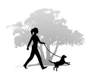 Vrouw die de Hond loopt royalty-vrije illustratie Vrouw die de Hond loopt royalty-vrije illustratie