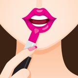 Vrouw die Lippenstiften dragen royalty-vrije illustratie Vrouw die Lippenstiften dragen royalty-vrije illustratie