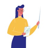 Vrouwelijke Leraar met Wijzer Vectorillustratie vector illustratie Vrouwelijke Leraar met Wijzer Vectorillustratie vector illustratie