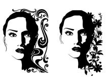 Vrouwelijke Portretten in Zwart Wit vector illustratie Vrouwelijke Portretten in Zwart Wit vector illustratie